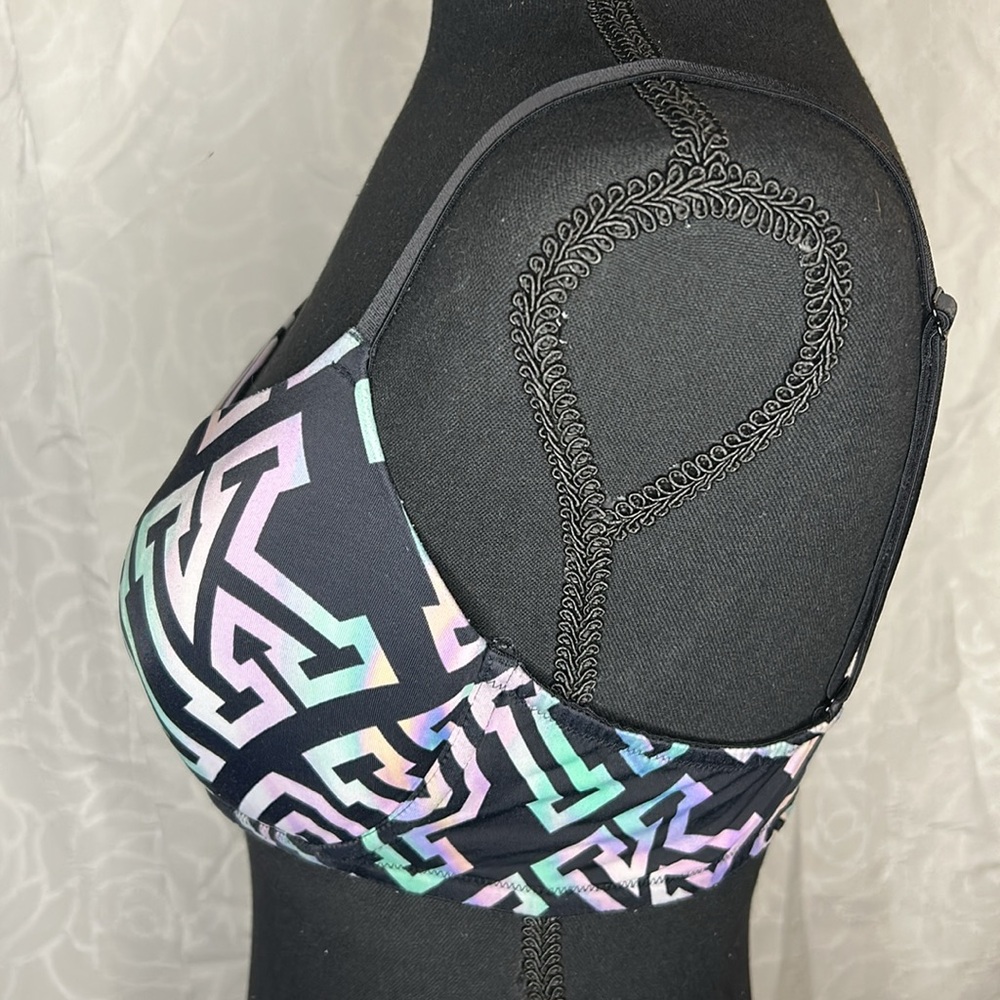 PINK VICTORIA’S SECRET Wear Everywhere blackgreenpink signature bra. Size 36 D. - Picture 3 of 9